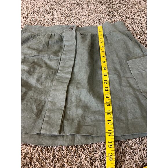 Workshop Andrea Jovine Army Green Linen Skirt Womens Sz 12 Button Up Coastal - Picture 9 of 9